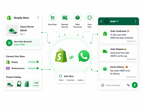 Shopify and WooCommerce orders syncing to WhatsApp updates