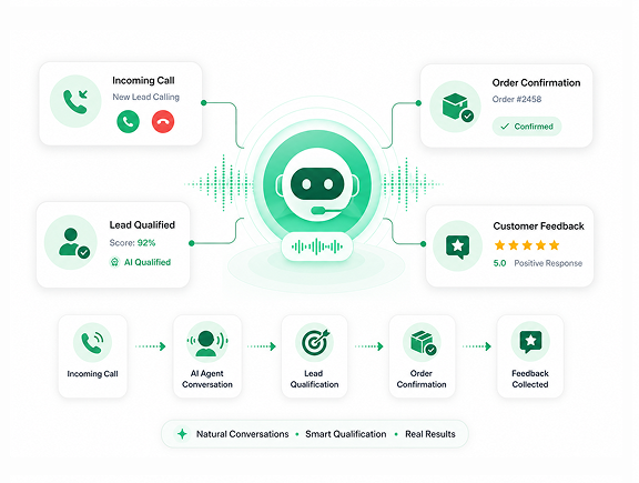 AI voice agent handling calls, qualification, orders and feedback